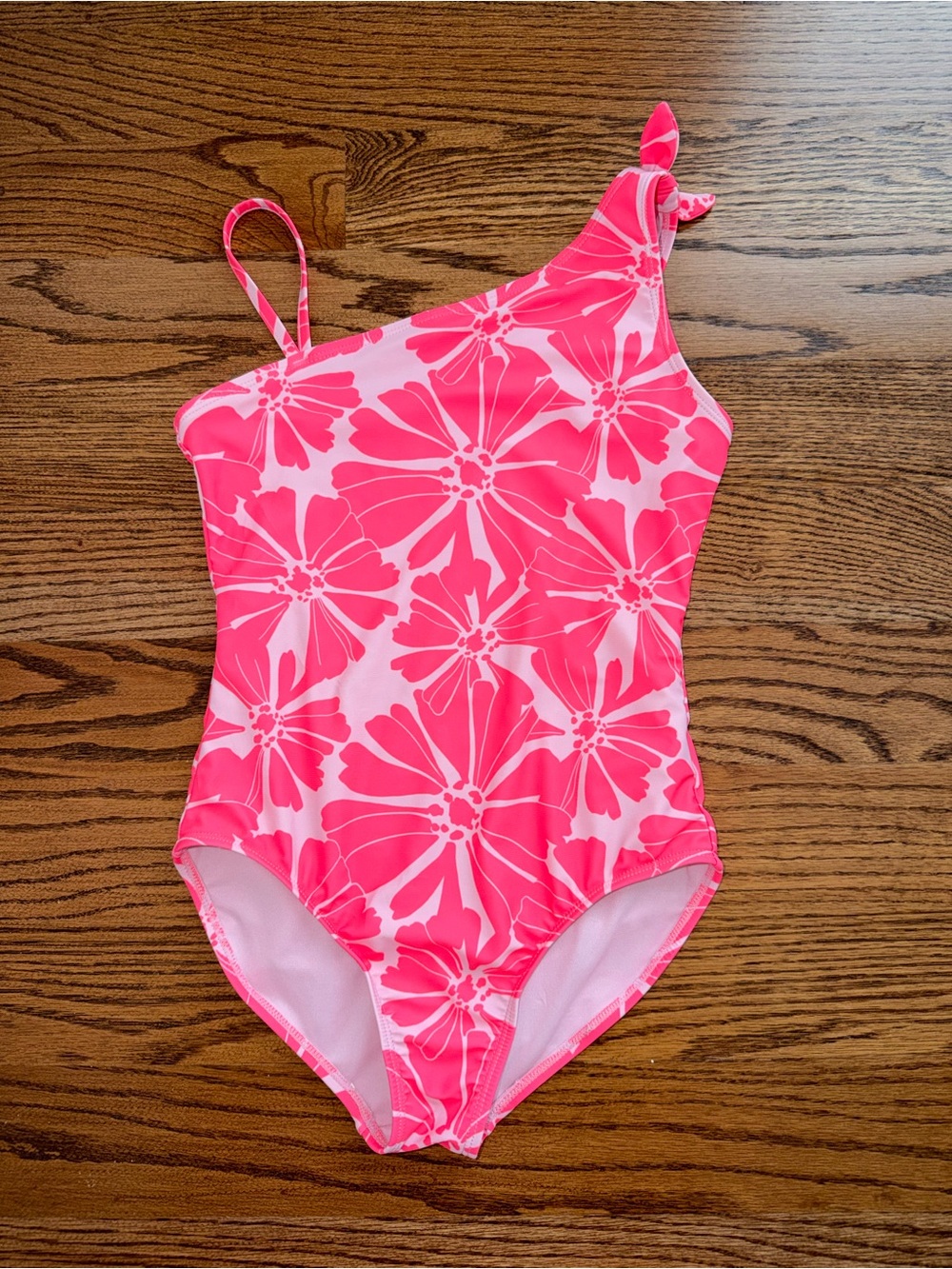 GAP Kids Neon Pink Floral One Shoulder Swimsuit Girls XL